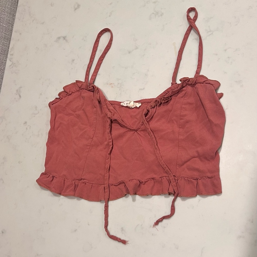 PacSun Cropped Ruffle Tank Top